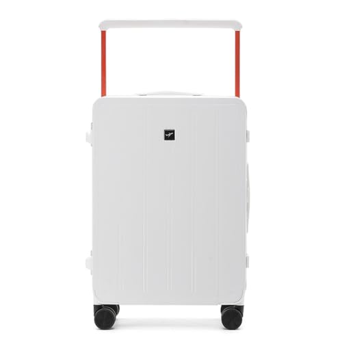 Aluminum Frame Suitcases Carry on Luggage Wide Pull Rod 24 Inch Suitcases TSA with Cup Holder, USB, 360 ° Universal Wheel,White,20in