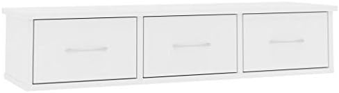 vidaXL Wall-mounted Drawer Shelf Floating Cabinet Home Indoor Living Room Wall Hanging Shelf Rack Furniture Wall Cabinet White Engineered Wood