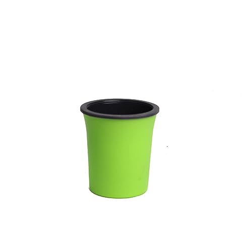 Image of Oslo Self Watering Pots | Planters for Your Home Living Room Office Decor, Round Plastic 4.3 Inch Set of 3 (Mocca) (Green)