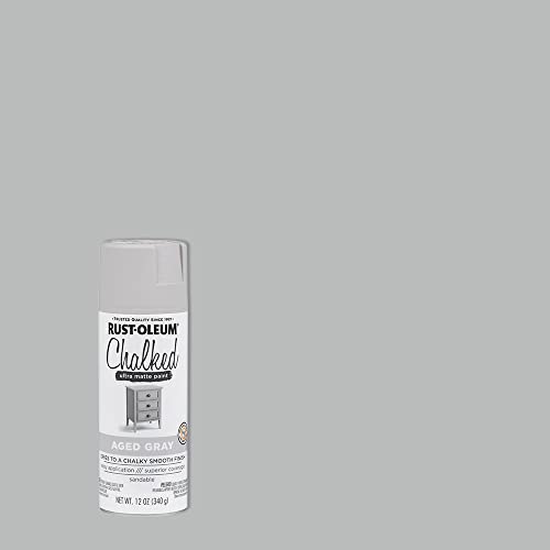 Rust-Oleum Aged Gray Chalked All-in-One Ultra Matte Spray Paint | One Coat Coverage | No Primer, Sanding, Or Topcoat Needed | Easy Spray Application | Made in USA | 12 OZ
