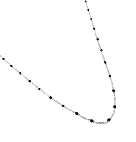 Collier perles émail artisanal - Collier fin chaine acier inoxydable argent - Collier court ras de cou - Collier été - Cadeau anniversaire femme et fille...