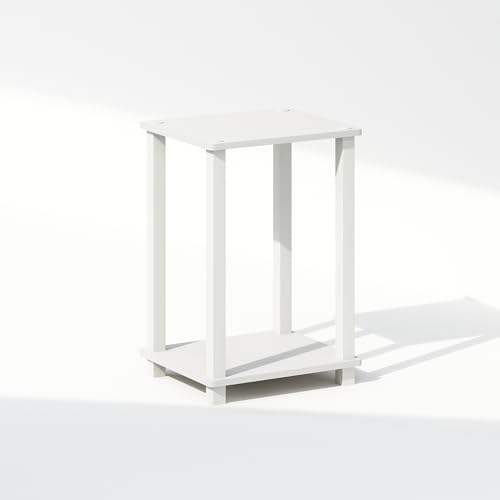 Image of Furinno Simplistic Night Stand, 2-Tier Small Nightstand with Open Shelf, Toolless Assembly Bedside Table, End Table, Side Table, for Bedroom, Closet, Dorm, White