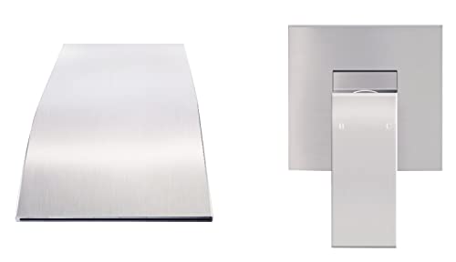 Auu Wall Mounted Bathtub Faucet, Waterfall Romsn Tub Filler Single Handle,Solid Brass Bathroom Sink Faucet Rough-In Valve Included (Brushed Nickel) #TOP7