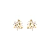 Flower Earrings for Women Girls Crystal Flower Stud Earrings White Opal Flower Stud Earrings Summer