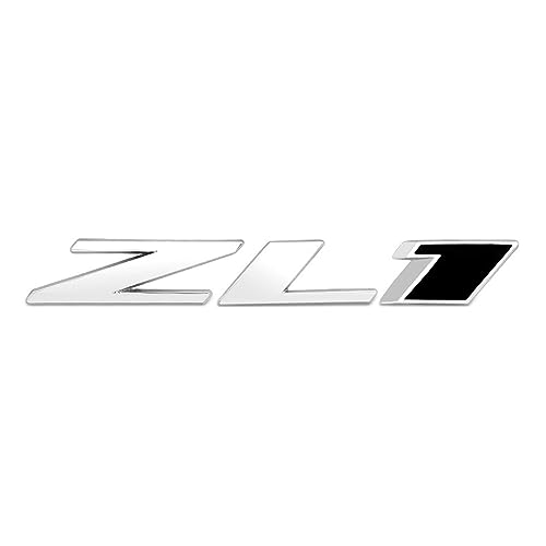 Image of 3D Raised Letters ZL1 Emblem Metal Side Rear Door with Adhesive Backing Fits for Chevy Camaro Rs Ss Automotive Decoration(Silver Black)