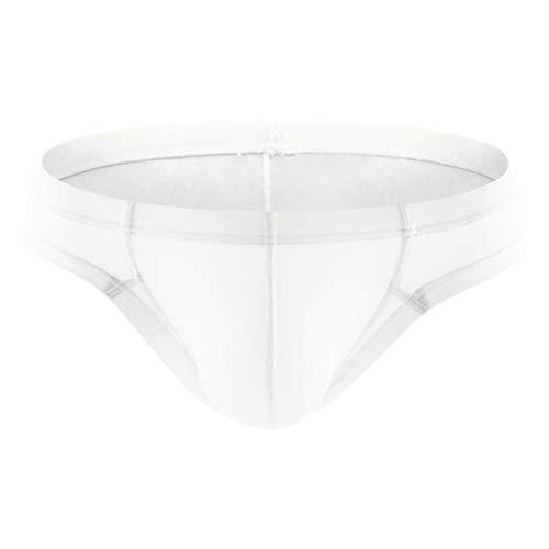 JOYFEEL Men's Sexy Underwear Solid Color Breathable G-Strings & Thongs Soft Bulge Pouch Underwear Briefs White