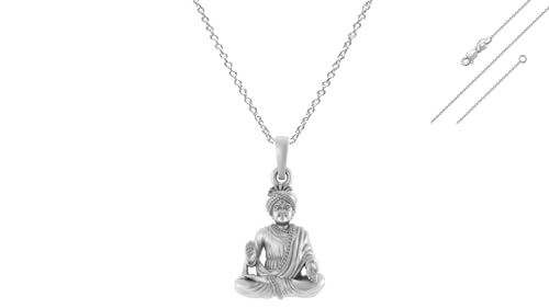 Pendentif Swaminarayan argent 925 contre le stress collier durable pour santé et harmonie