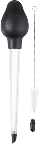 Tovolo Turkey Baster with Cleaning Brush Dripless Angled Tip for Cooking Turkey Ham Roasting Basting, Large Easy to Use Silicone Kitchen Bulb Baster Dishwasher Safe BPA Free Heat Resistant