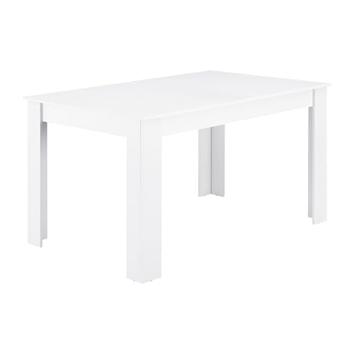 Brigros - Tavolo Allungabile Moderno Da Pranzo In Legno Melaminico 140-190x90x77 Cm, Tavolo Cucina Allungabile Elegante E Funzionale (Bianco)