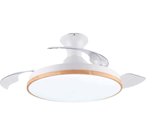 MCLIUJIA Ventiladores para El Techo con Lámpara Luz De Ventilador De Techo Variable Tricolor Integrada, Lámpara LED De Hoja De Ventilador Invisible Retráctil Reversible De 6 Velocidades(42 Inch)