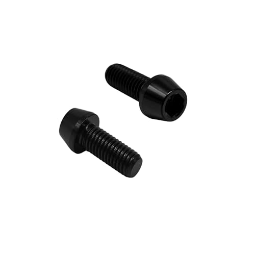 Image of RISON Titanium Bolts Ti Bolt M5*0.8 * 12 Hex Tapered Socket Head 5Pcs Black Titanium Hex Tapered Head Bolt Screw for Bike stem