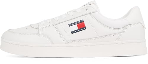 TOMMY JEANS Herren Cupsole Sneaker The Greenwich New aus Leder, Weiß (Ecru), 43