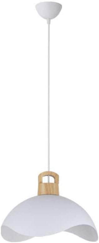 E27 1-Light Mounted Simple Nordic Style Macaron Wood Chandelier, Petal-Shaped Hanging Lamp, for Dinner Home Bar Bedroom Pendant Light(White,A)