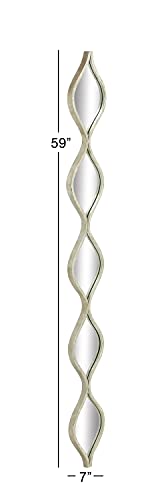 Deco 79 Metal Slim Stacked Chain 5 Layer Wall Mirror With Tear Drop Pattern And Foil Detailing, 7" X 1" X 58", Silver #TOP2