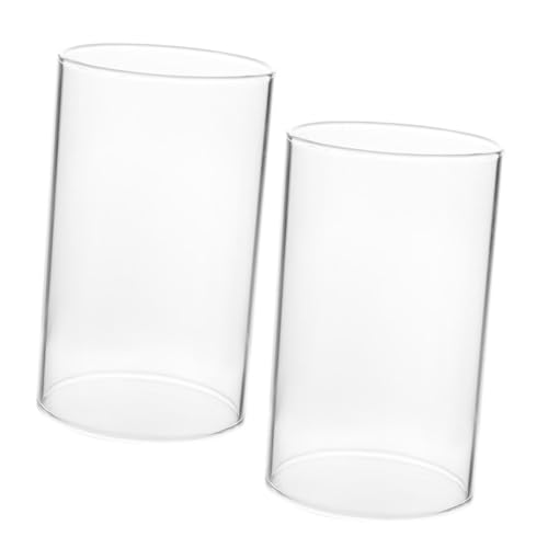 TOGEVAL 2 Piezas de Vela Transparente de Vidrio Sombrilla Antiviento para Decoración del Hogar Accesorio Portavelas Cilíndrico Resistente para Eventos y Romántico