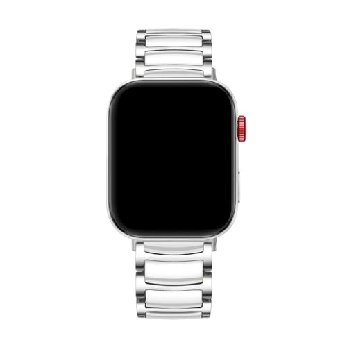 [PLYYQZM] �Z���~�b�N + �����X�g���b�v,�ɍ��� Hua wei Watch Fit 3/4/5 �X�e�����X�|���X�g�o���h,�ɍ��� Hua wei Watch Fit5 Pro �����\�ȃu���X���b�g�ɓK�p(Silver white,For Fi
