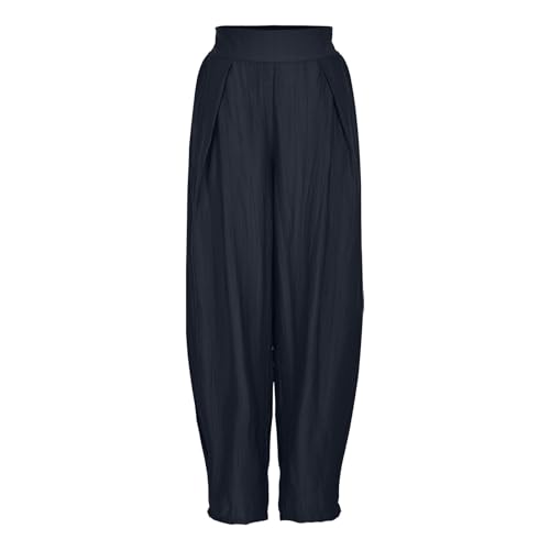 Harem Pants Women with Pockets Summer Casual Pants Elastic High Waisted Trousers Lightweight Comfy Vacation Pants3