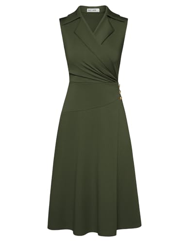 Image of GRACE KARIN 2026 Work Midi Dresses for Women,Wrap Business Casual Funeral Outfit for Women,Wedding Guest Dresses