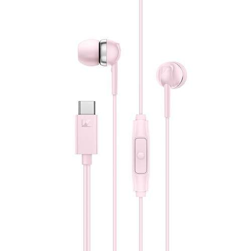 Image of Sennheiser CX 80U Wired in-Ear Earphones with in-Line Microphone, One Button Smart Control, Lightweight Design, USB Type-C, 3 Ear Tip Sizes, 1Y Warranty, Voice Control, Sakura
