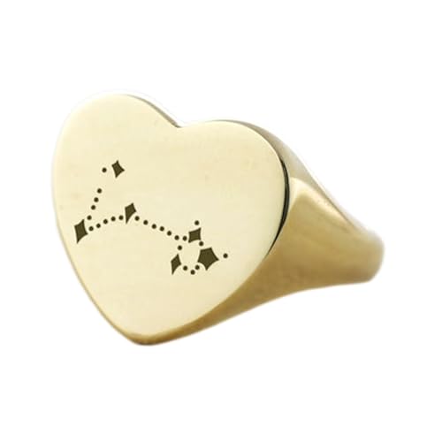 Bague cœur carte du ciel argent sterling 925 plaqué or, chevalière vintage fait main LK_PDR_00887