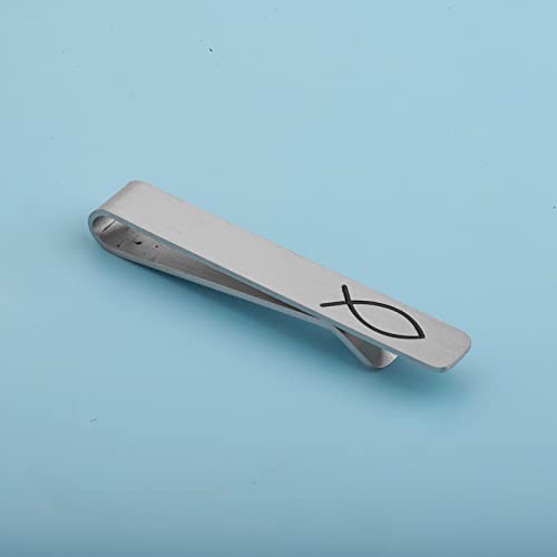 Bauna Jesus Fish Tie Bar Ichthus Tie Clip First Communion Skinny Tie Clip For Little Man (Jesus Fish Tie Clip) #TOP2