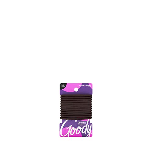 Goody Ouchless Elastic Hair Bands Brown Non Metal 15 Elastics by Goody, 1 count (Pack of 15)