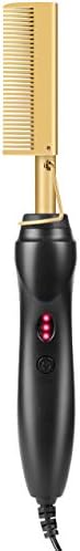 Hot Comb Hair Straightener, Electric Heating Comb, Portable Travel Anti-Scald Beard Straightener Press Comb, Ceramic Comb Security Portable Curling Iron Heated Brush