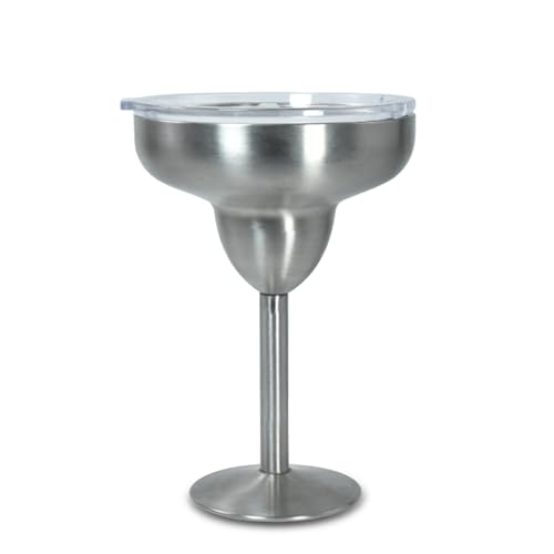 AGH Verres à martini en acier inoxydable avec couvercle, verres à margarita isothermes à double paroi, verres à cocktail pour fête, vacances, pique-nique, piscine, plage et terrasse (acier inoxydable)