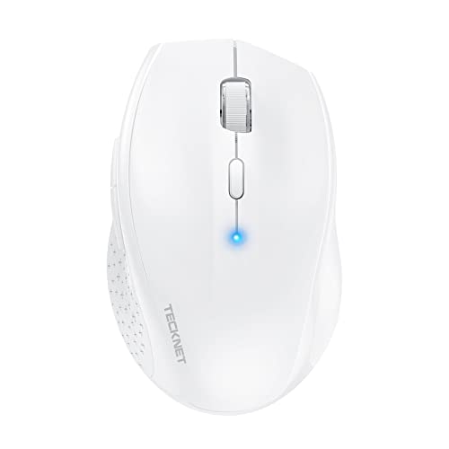 TECKNET Bluetooth Mouse, 4800 DPI Computer Mouse, 2-Year Battery Wireless Mouse 6 Adjustable DPI, 6 Buttons Compatible with Laptop/Windows/Computer(White)