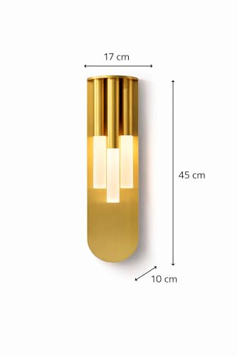 Image of blissbells Modern Luxury Gold Finish LED Wall Light | Decorative Indoor Wall Sconce for Bedroom, Living Room & Hotel Interiors (3 Cylindrical Sconce)