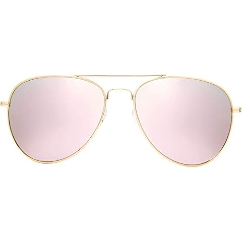 The Fresh Classic Metal Frame Mirror Lens Aviator Sunglasses with Gift Box (04-GOLD, PINK) Cover