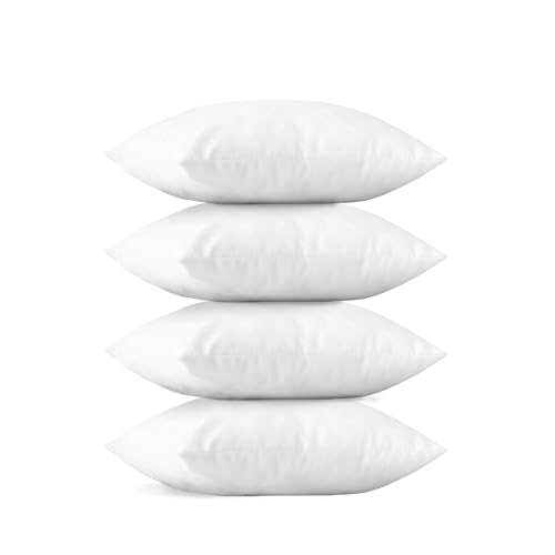 Elegant Comfort Set of 4 Throw Pillow Inserts with Poly-Cotton Shell Siliconized Fiber Filling - Sofa Bed and Couch Pillows - Indoor Decorative Pillows 26 x 26 Inch, Pack of 4