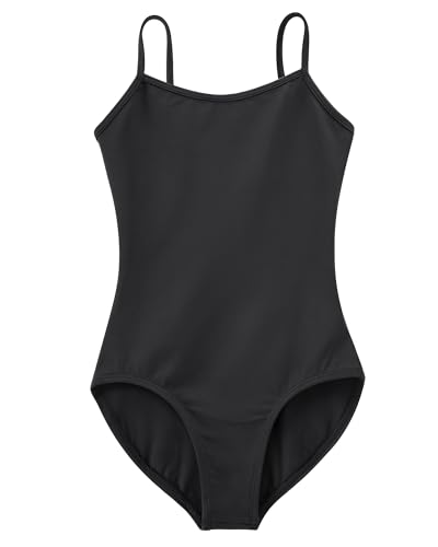 Stelle Leotards for Girls Black Ballet Dance Gymnastics Leotard Unitard Tumbling Outfit(Black XXS)