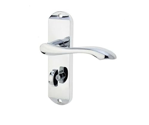 Image of Ironmongery Solutions® Jedo Broadway Suite Lever on Plate Modern Interior Door Handle Set Fixings Included (Bathroom Plate, Polished Chrome)