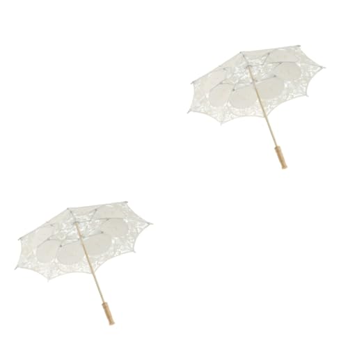 Parasol dentelle beige en coton pour embellir vos photos de mariage et réceptions en plein air