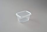 perfekt schließender Deckel 250 Stück Feinkostbecher mit Deckel, 300 ml eckig transparent Verpackungsbecher Salatbox Rechteckbecher Salatschalen
