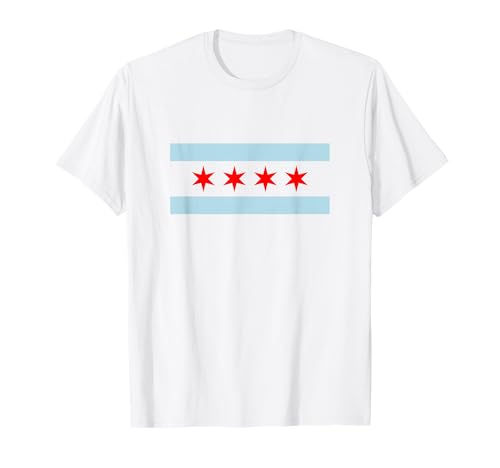 Sweet Chicago Flag Red Six Pointed Stars T-Shirt
