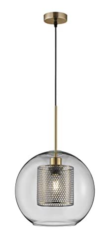 Fischer & Honsel Pendelleuchte, Jura | messingfarben matt| Glas klar| D: 30,00 cm | Ausladung Decke: 140,00 cm| 1x E27 max. 40 Watt | 60785