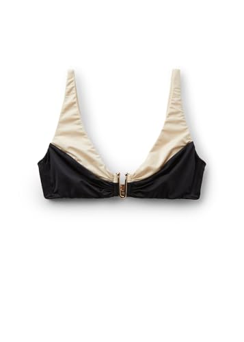 CALZEDONIA Woman's Tank-Style Swimsuit Top Elegant Bicolor in Black, Size M