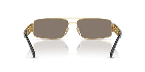 Versace Man Sunglasses Gold Frame, Light Brown Mirror Dark Gold Lenses, 60MM4