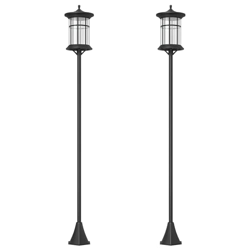 Outsunny 2 Pack 1.8m Garden Lamp Post Lights, LED Outdoor Solar Post Lights, Waterproof IP44 for Patio, Garden, Pathway, Cool White