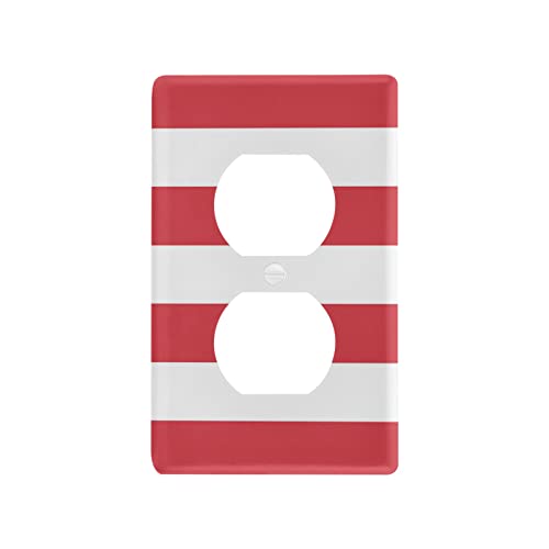YYZZH Retro Vintage Red And White Horizontal Stripe Fashion Striped Pattern Duplex Outlets Cover Switch Plate 2.9