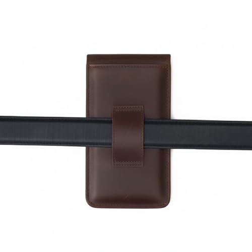 Image of MENSCH Genuine Leather Multifunctional Phone Mobile Pouch Waist Bag with Belt Loop for Accessories, Apple iPhones, Smartphones, Androids Upto 6.7 inch for Daily Use, Travelling for Men & Women (Brown)