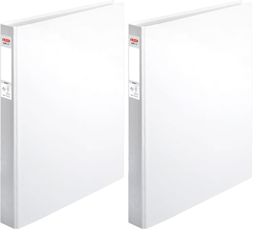 herlitz Ringbuch maX.file pRotect A4, 1 Stück, 2-Ring-Kombi-Mechanik, 25 mm Füllhöhe, Weiß (Packung mit 2)