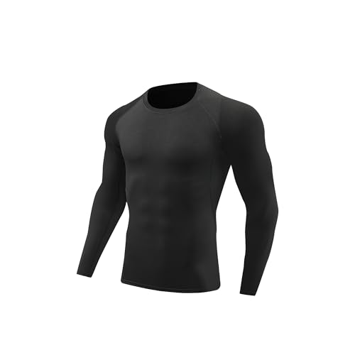 JOYWEST Men's Compression Shirts (US, Alpha, Large, Regular, Regular, 1 Crew Neck?Black Unlined?)
