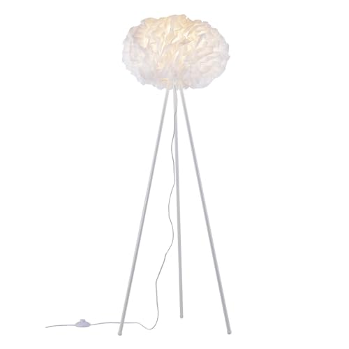 Just Light Stehleuchte dimmbar mit Fernbedienung weiß Standleuchte App RGB Farbwechsel, Metall Stoff, 1x 10W 810lm warmweiß-kaltweiß, DxH 46,5x140 cm