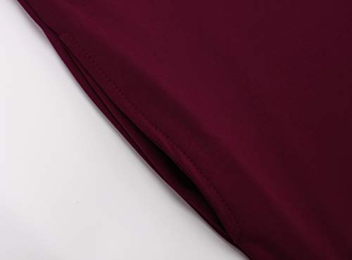 Senight Women's Sexy V Neck Solid Color Jumpsuits Elegant Long Sleeve Button Down Straight Long Pants Business Romper With Pockets Belt Burgundy #TOP4