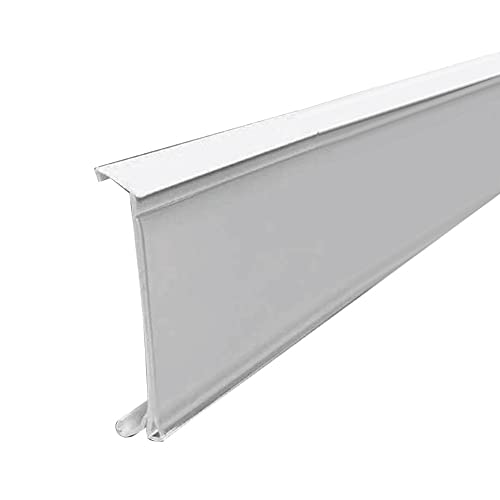Shelf Label Holder for Cooler/Freezer, 100 Pack Shelf Strip Price Tag Holder for Refrigerated Case Cooler Shelf, PVC Plastic Clear Cover, White Back 29.5”L and 1.25”H