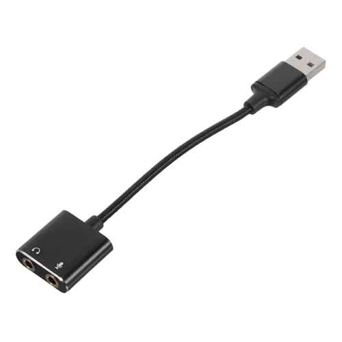 ROMISBABA Adaptador De Sonido USB y Convertidor De Audio Externo para Auriculares y Micrófono, Interfaz Plug-and-Play para Pc, Tabletas y Teléfonos, Color Negro, Solución De Audio