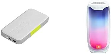 JBL Pulse 4 - Waterproof Portable Bluetooth Speaker with Light Show and InfinityLab InstantGo 10000mAh Wireless Power Bank (White)